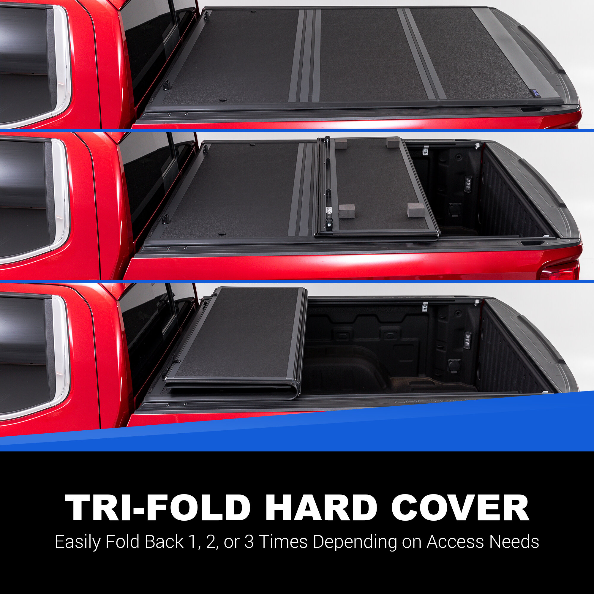 TACTIK Low Profile TriFold Hard Panel Truck Bed Tonneau Cover for 15